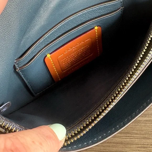 SOLD Coach 1941 Blue Colorblock Clutch Wristlet Glovetanned Gunmetal - Picture 10 of 12